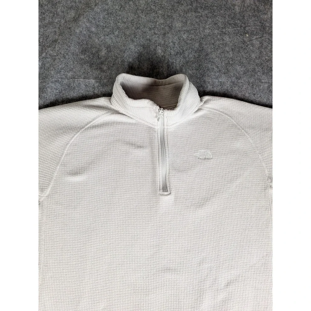 The North Face Mens Cream Waffle Knit 1/4 Zip Grid Fleece Pullover XL 4679 - Picture 5 of 13